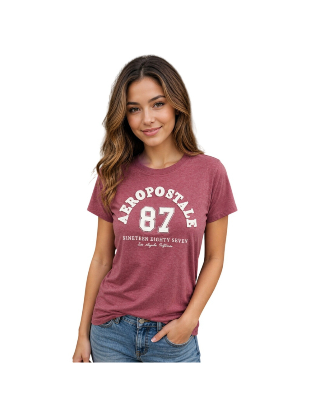 NWT aeropostale applique soft stretch y2k t shirt pink 3D sz M juniors NEW